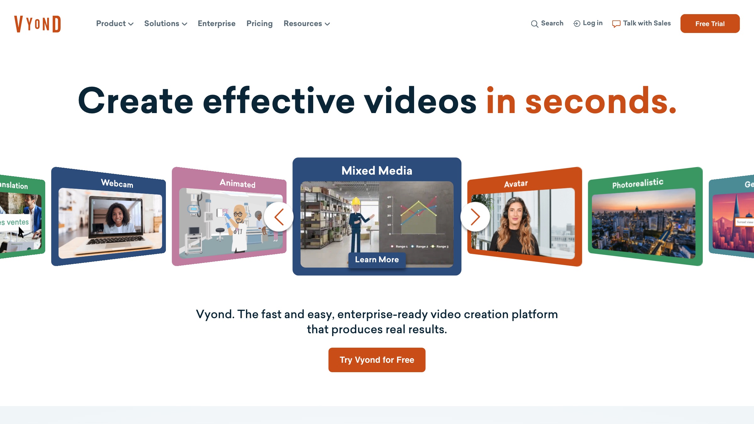 Vyond homepage screenshot