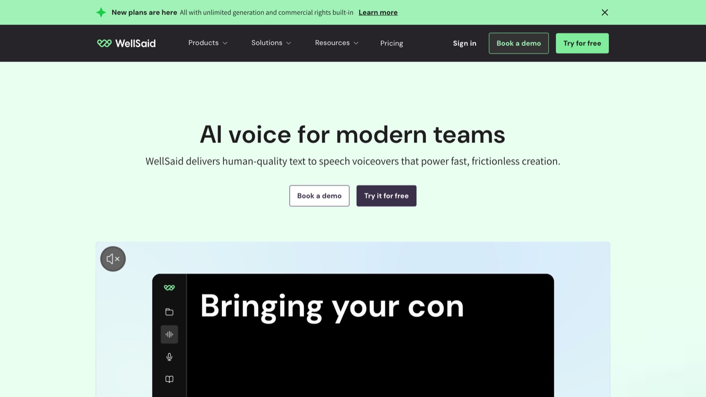 WellSaid Labs homepage