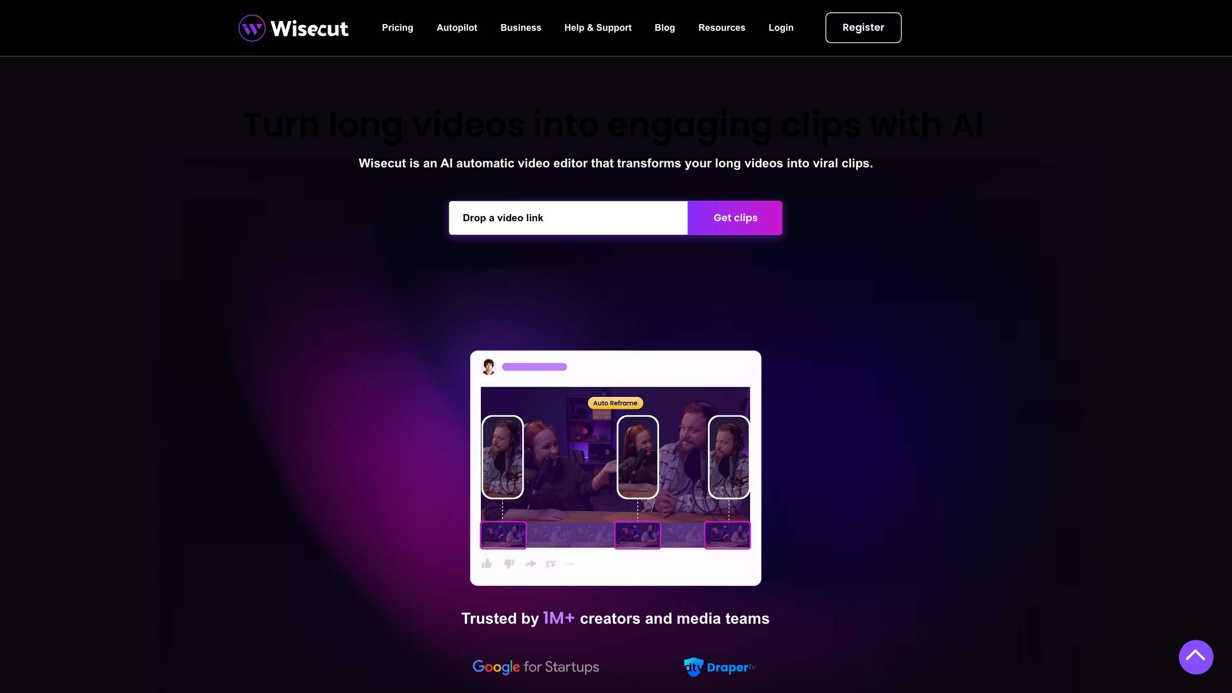 Wisecut homepage screenshot