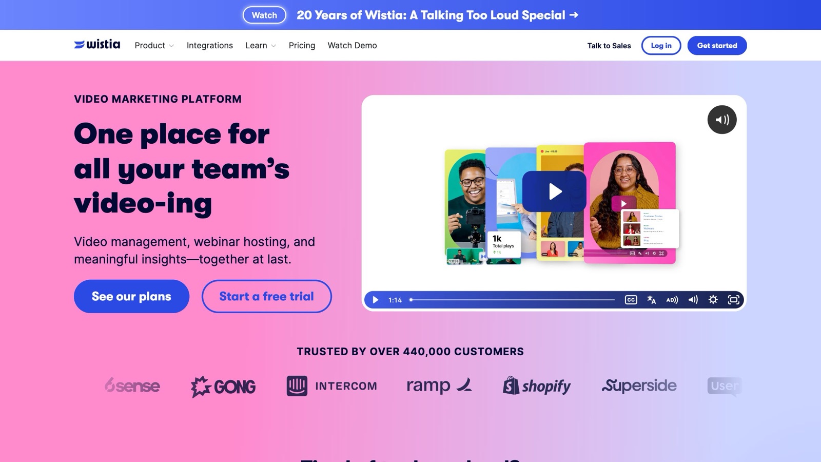 Wistia homepage