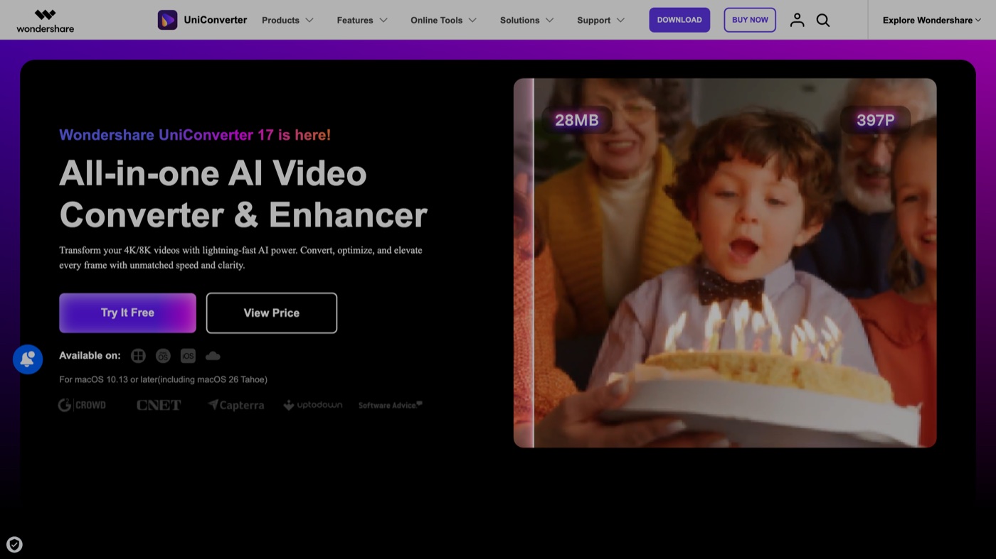 Wondershare UniConverter homepage