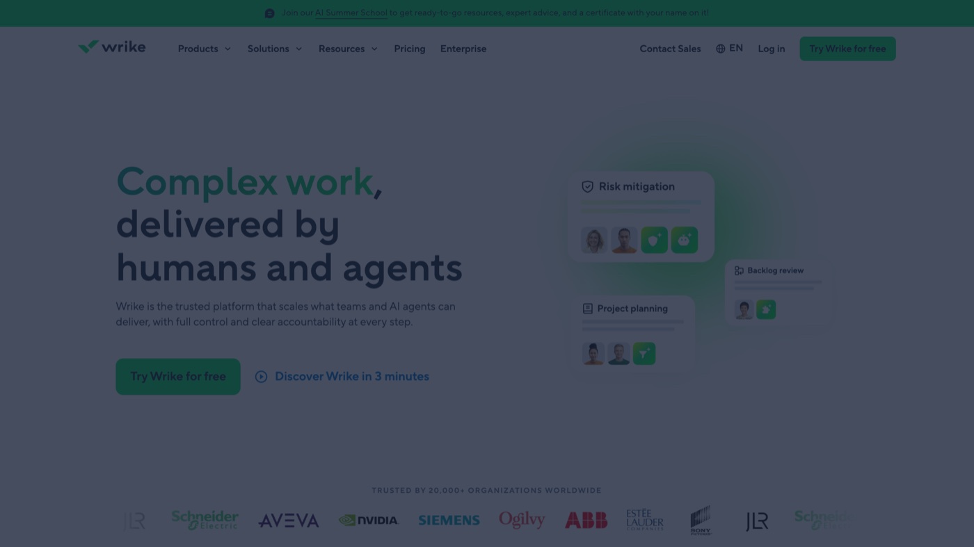 Wrike homepage
