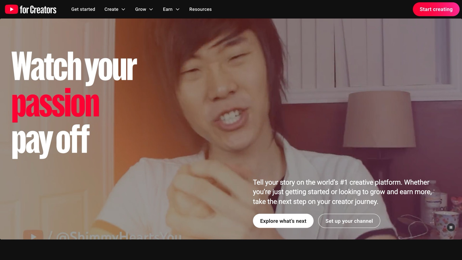YouTube for Creators homepage
