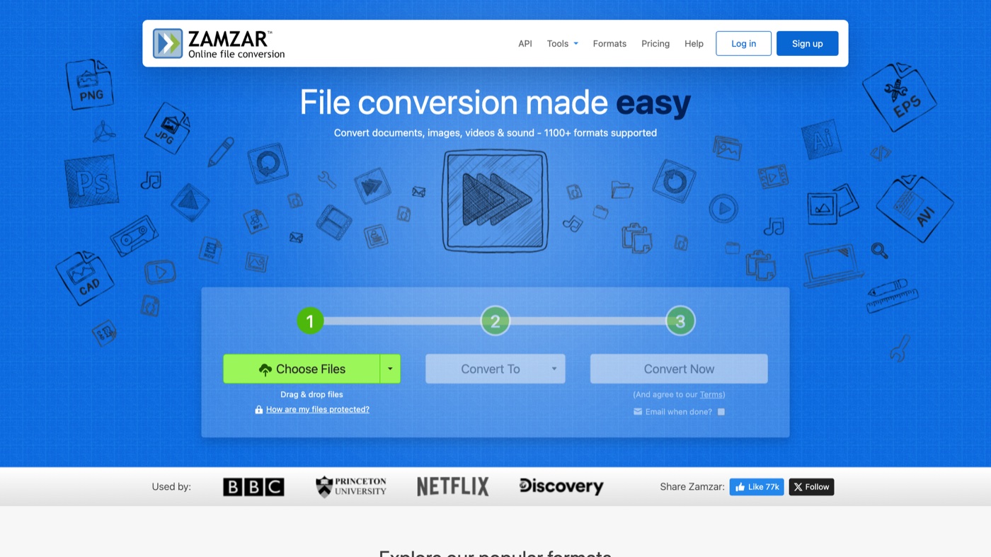 Zamzar homepage