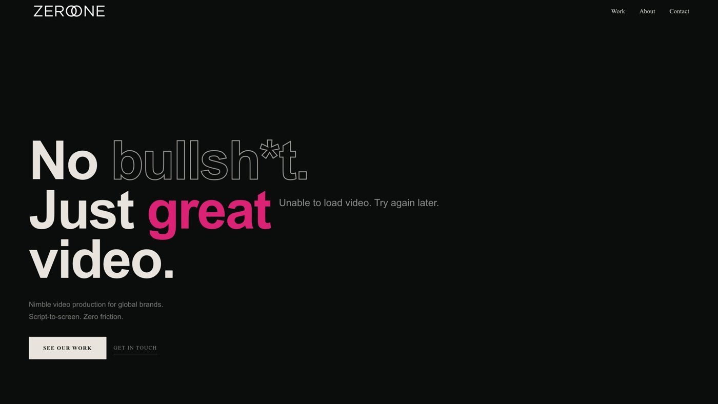 Zero One homepage screenshot