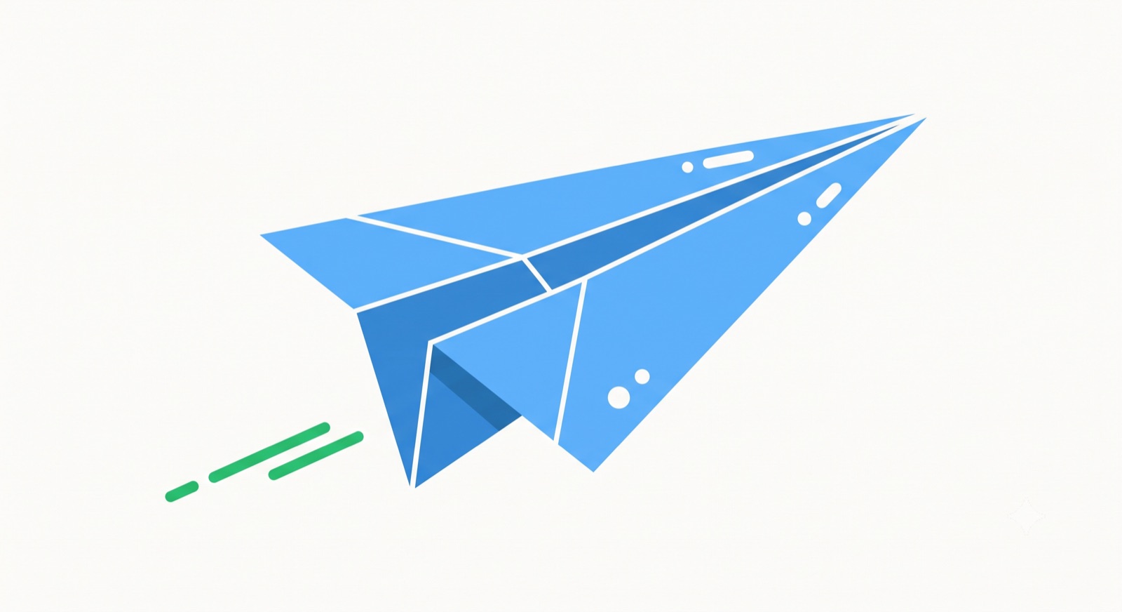Flat illustration of a paper airplane on a cream background