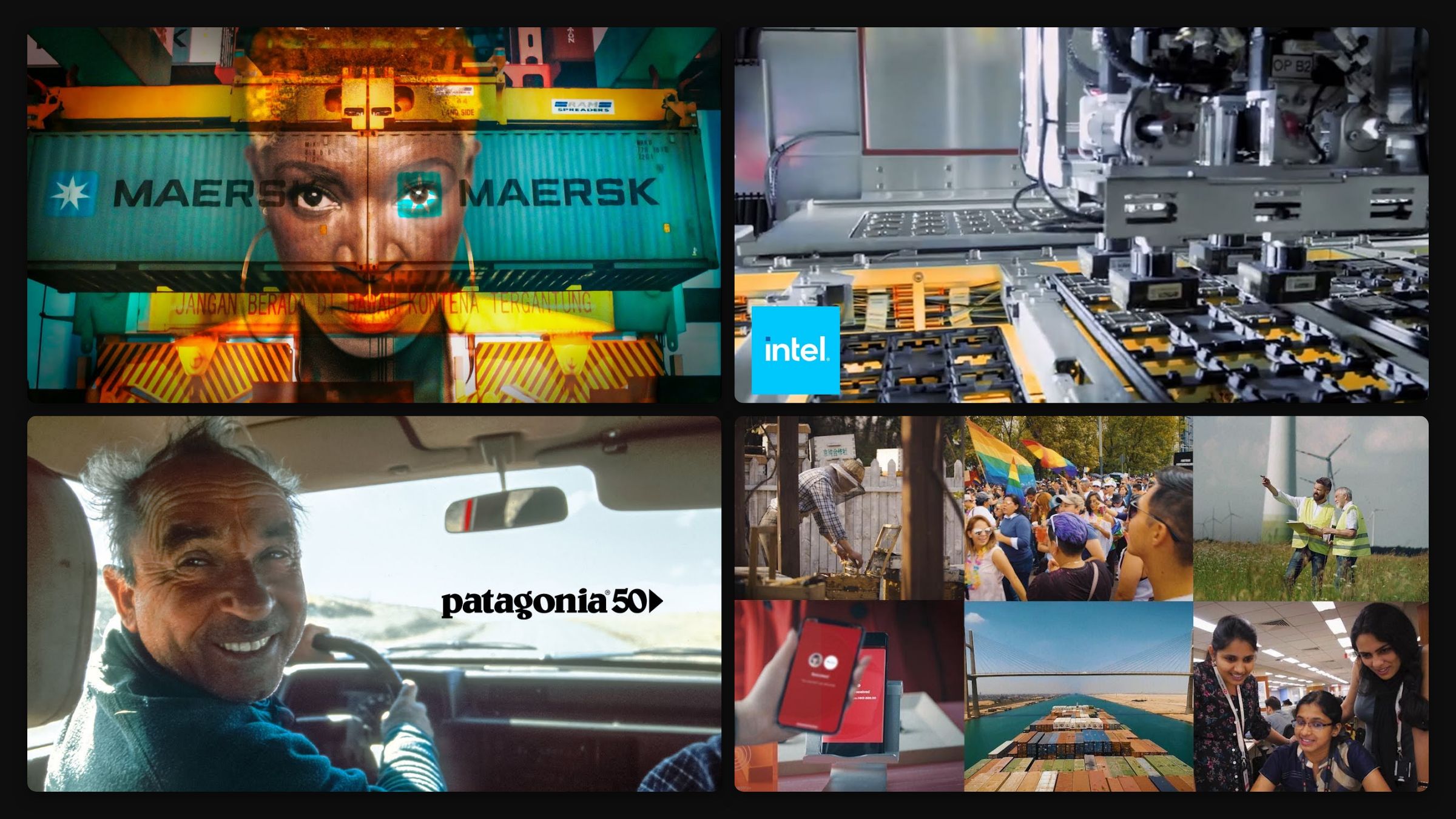 Grid of corporate brand film stills