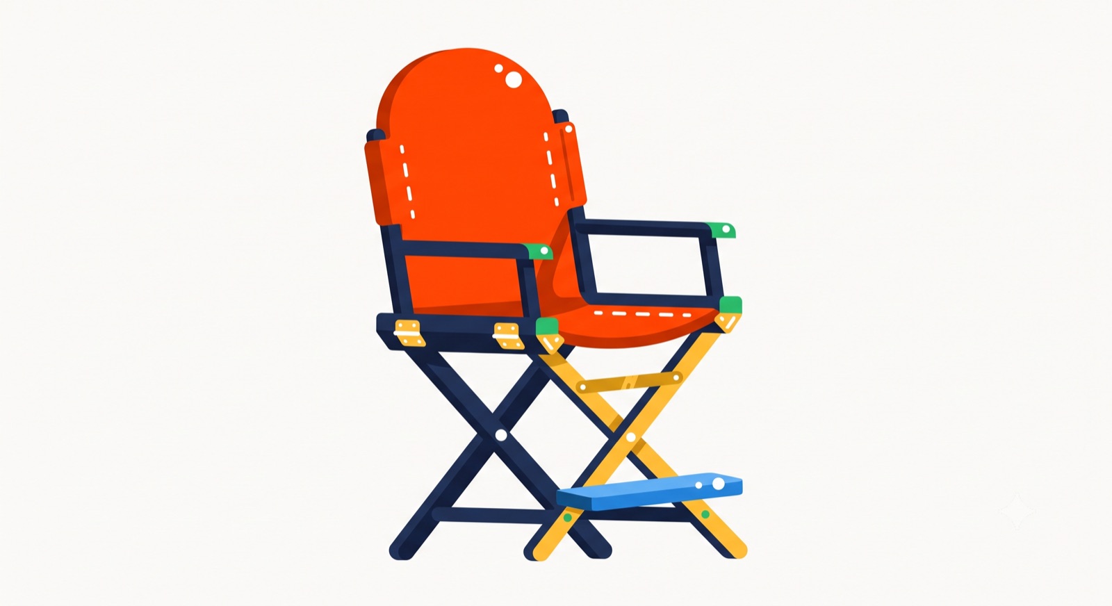Flat illustration of a director chair on a cream background