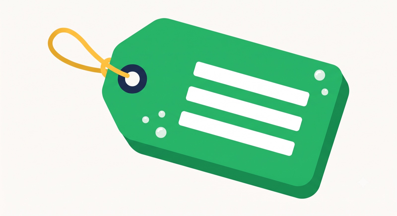 Flat illustration of a tag label on a cream background