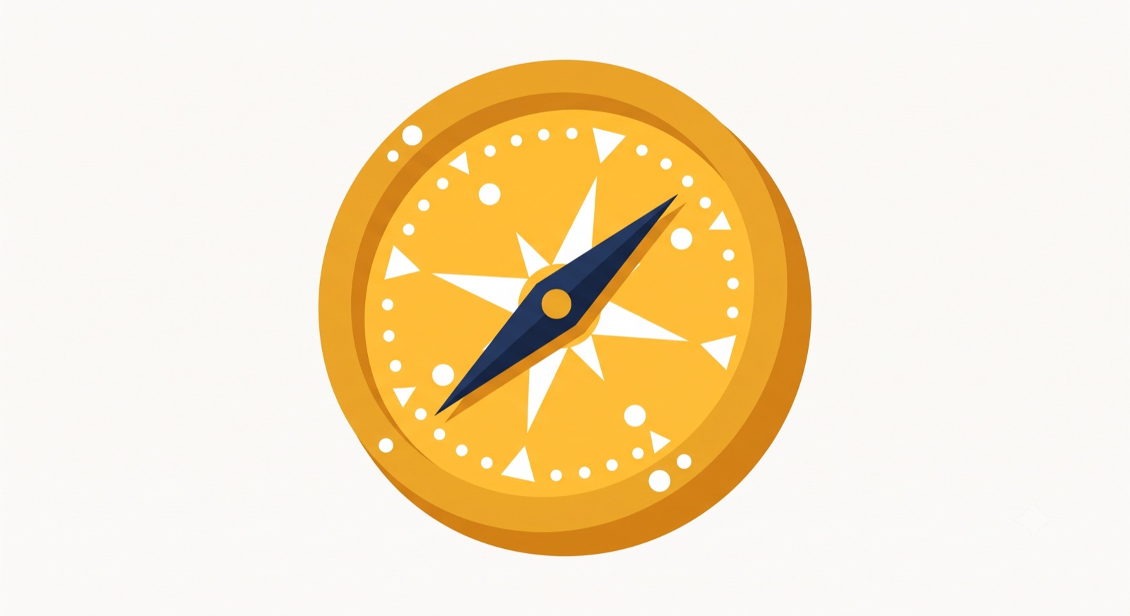 Flat illustration of a navigation compass on a cream background