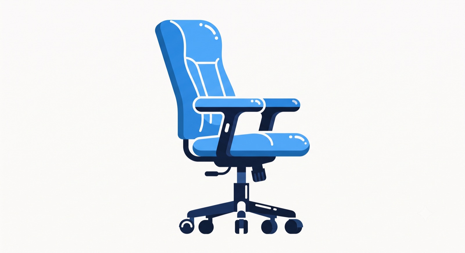 Flat illustration of an office swivel chair on a cream background