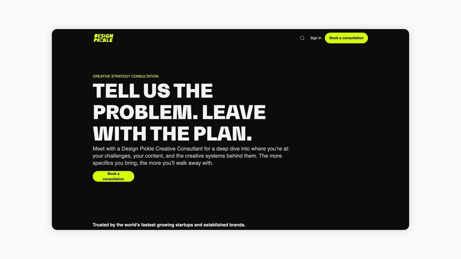 Screenshot of the Design Pickle pricing page, which is now a consultation booking page