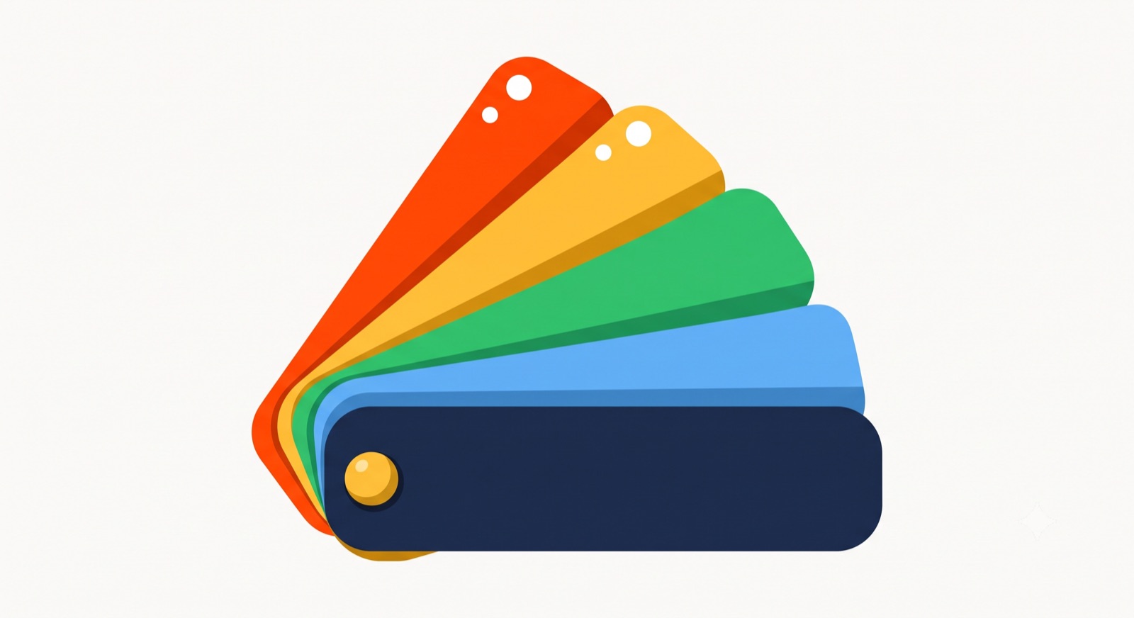 Flat illustration of a fanned paper color-swatch palette