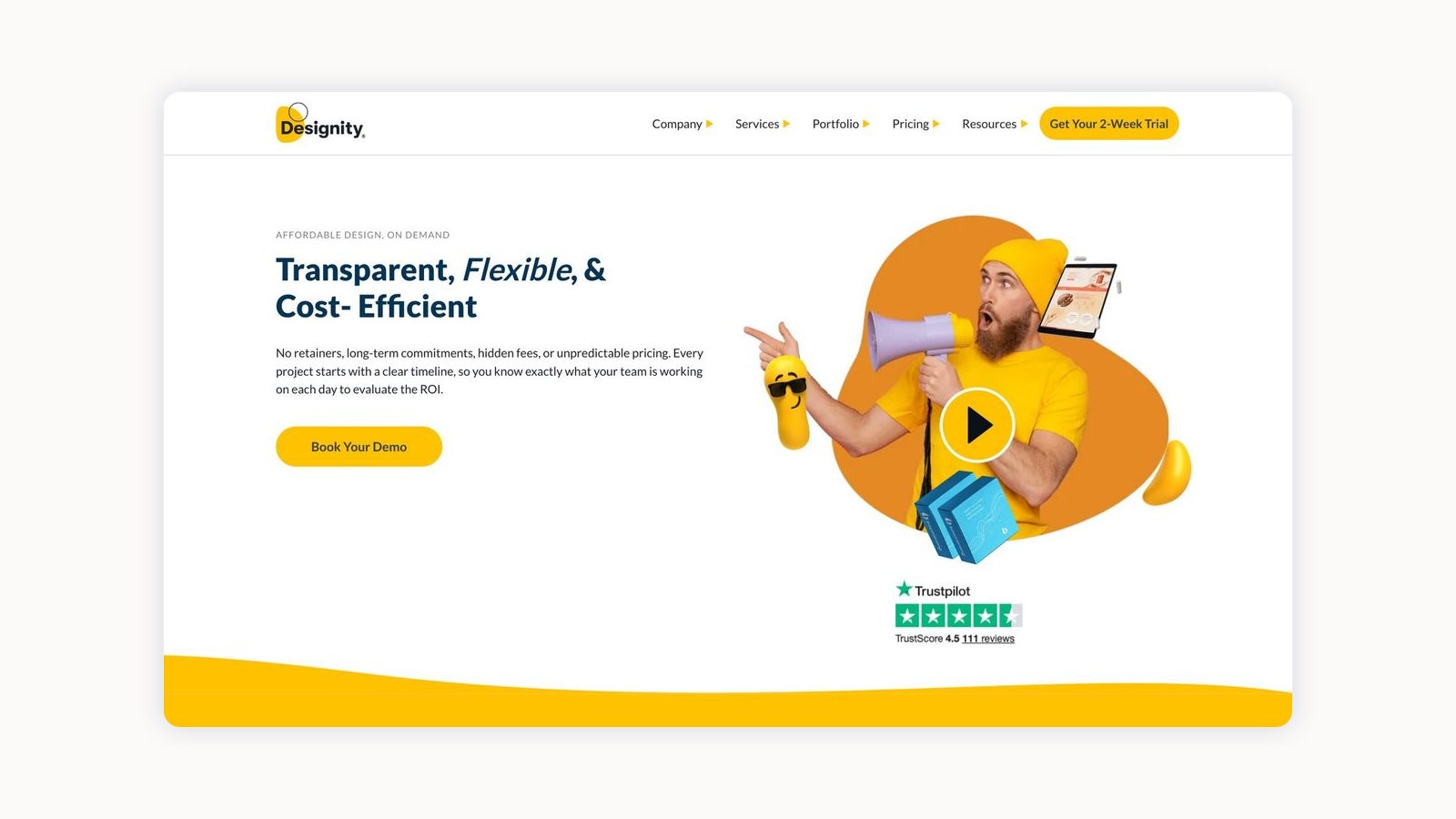 Screenshot of the Designity pricing page