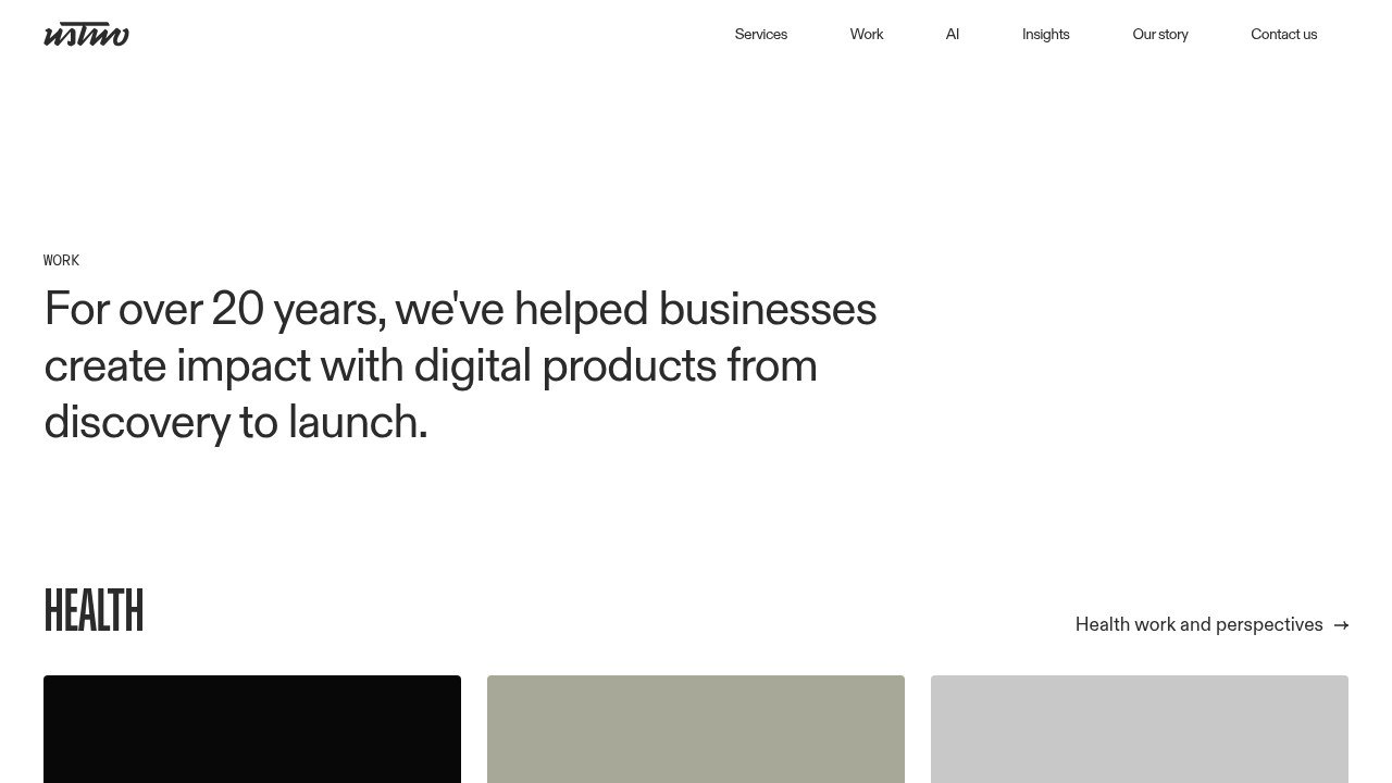 ustwo homepage: digital products from discovery to launch