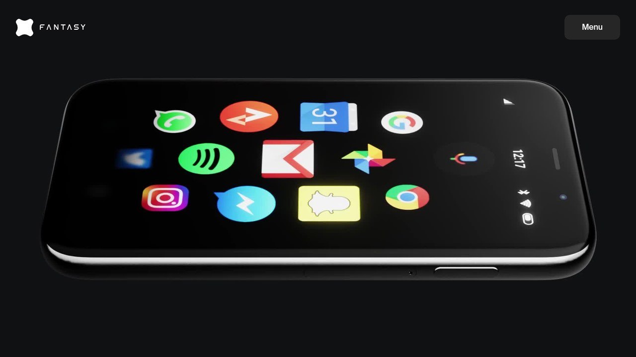 Fantasy homepage with its hero film of a phone interface