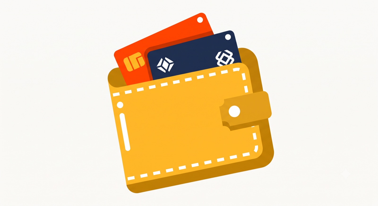 Flat illustration of a wallet on a cream background