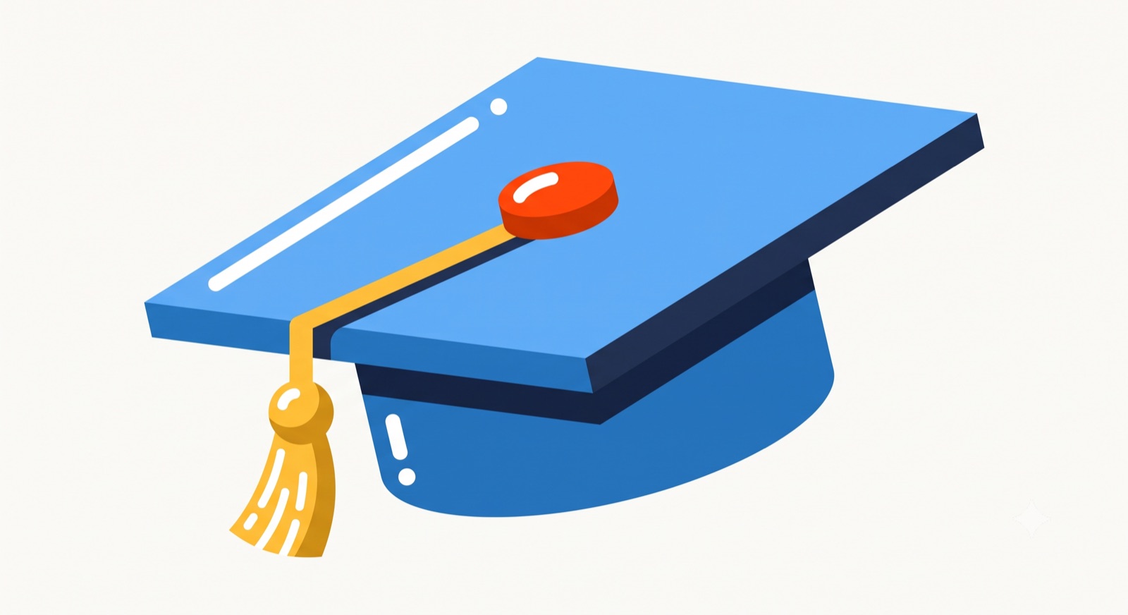 Flat illustration of a graduation mortarboard cap on a cream background