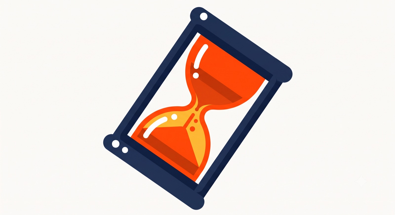 Flat illustration of an hourglass on a cream background