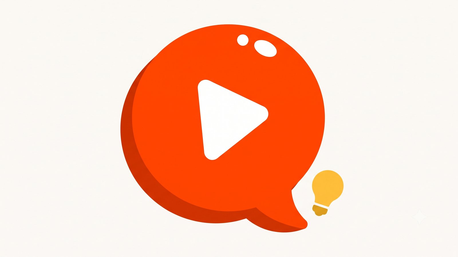 Flat illustration of a speech bubble with a play button, an explainer video in one mark