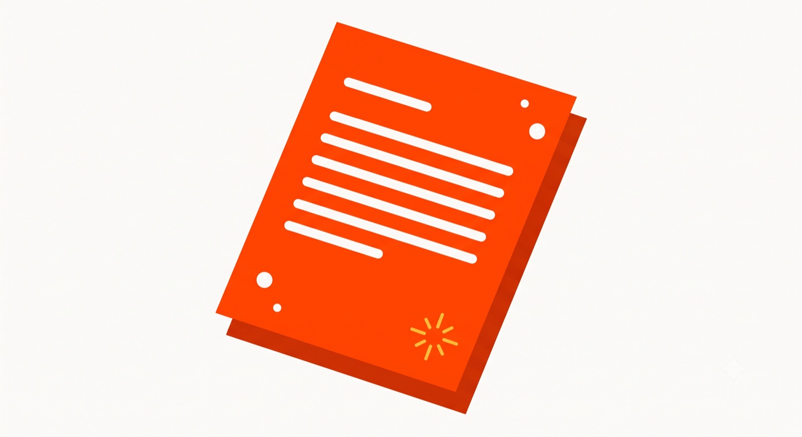 Flat illustration of a document draft with a sparkle on a cream background