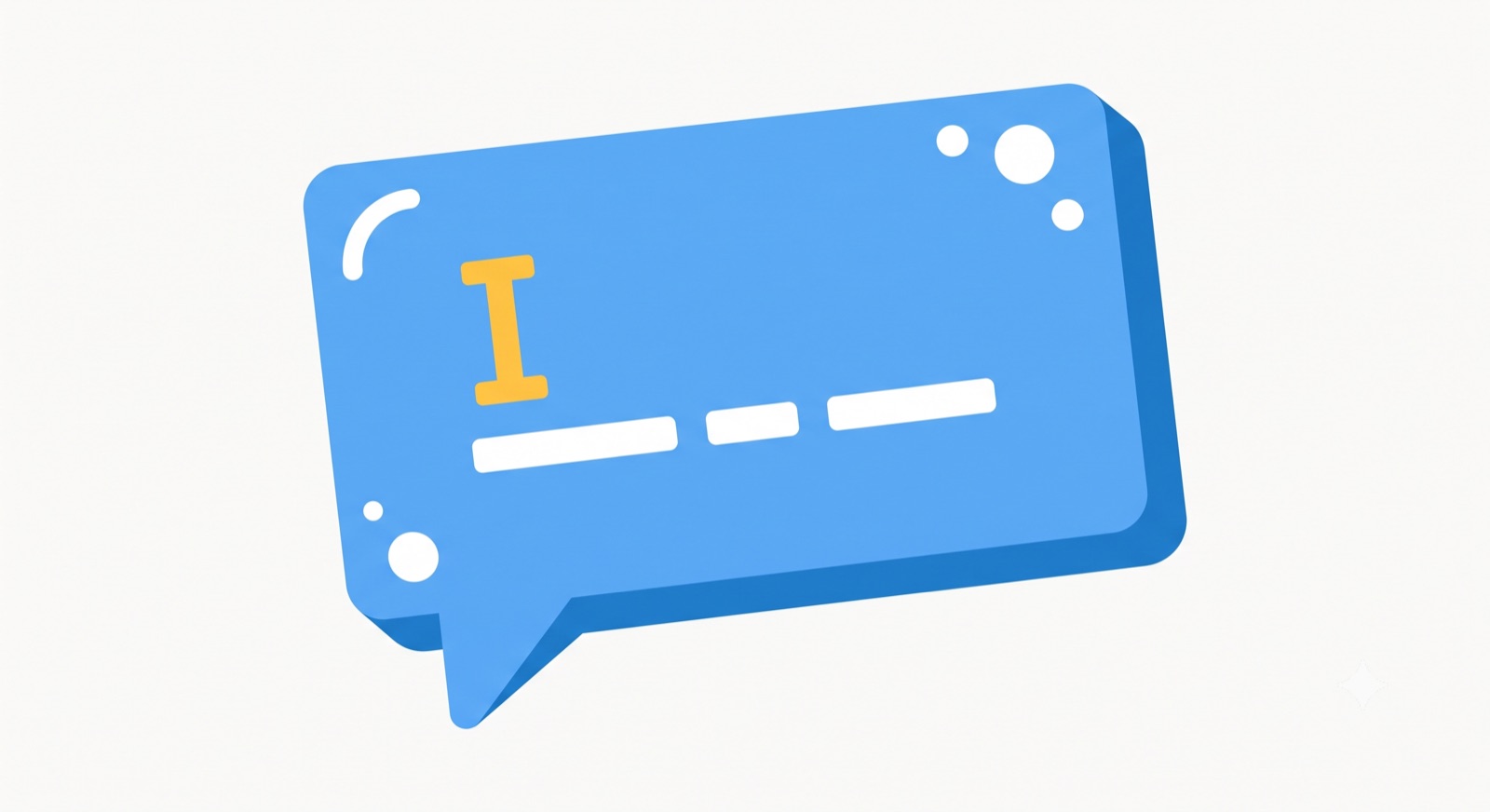 Flat illustration of a chat prompt bubble with a blinking text cursor on a cream background
