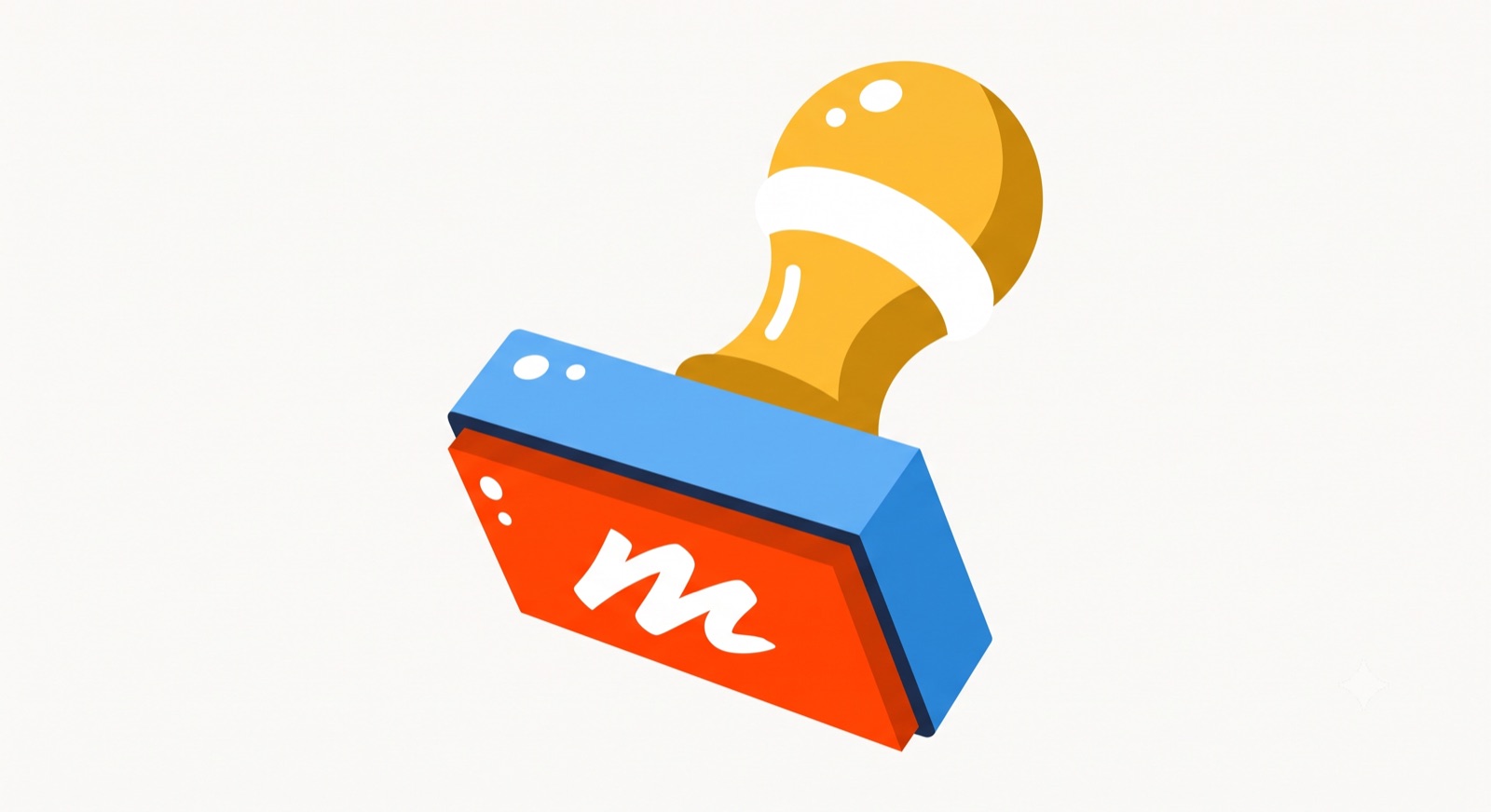 Flat illustration of a rubber stamp on a cream background
