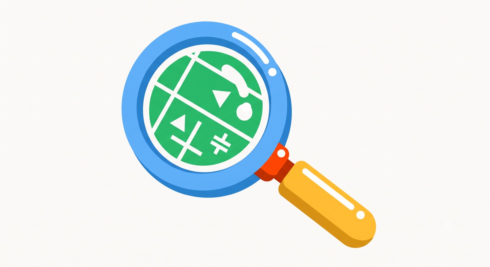 Flat illustration of a magnifying glass on a cream background