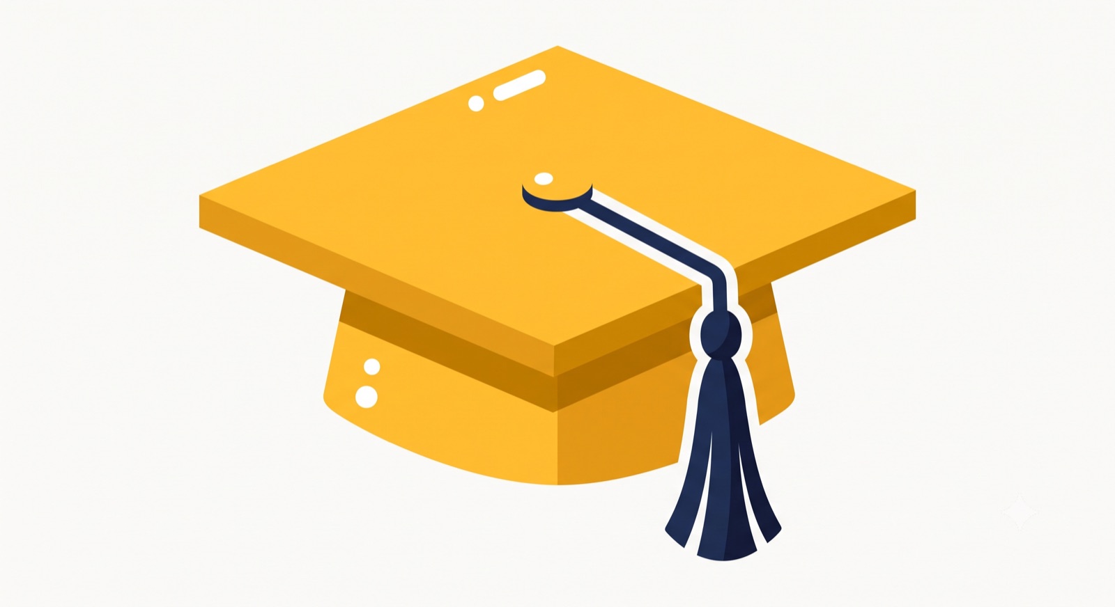 Flat illustration of a gold graduation cap on a cream background