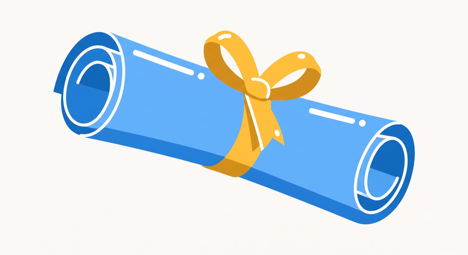 Flat illustration of a blue video play button on a cream background, representing showing over telling with video content