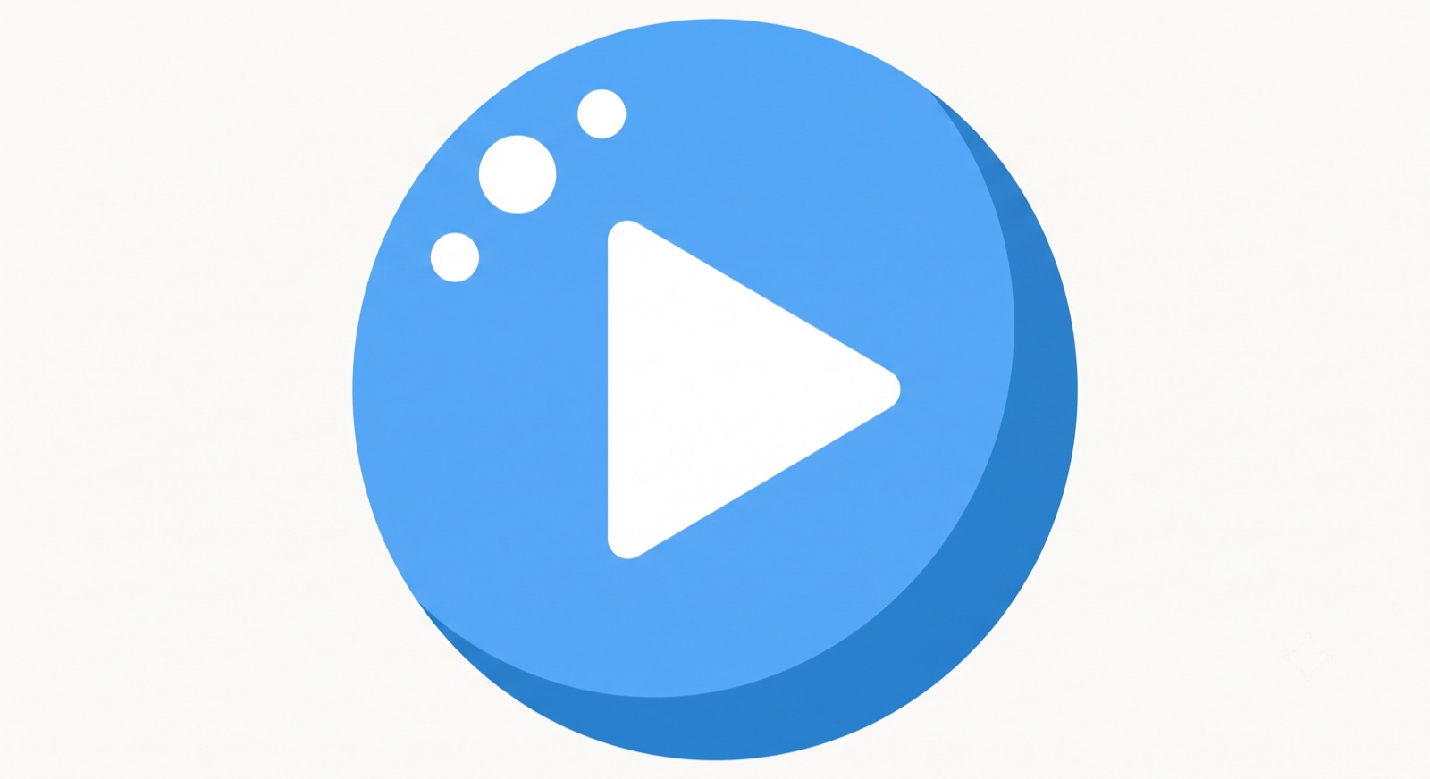 Flat illustration of a circular play button on a cream background