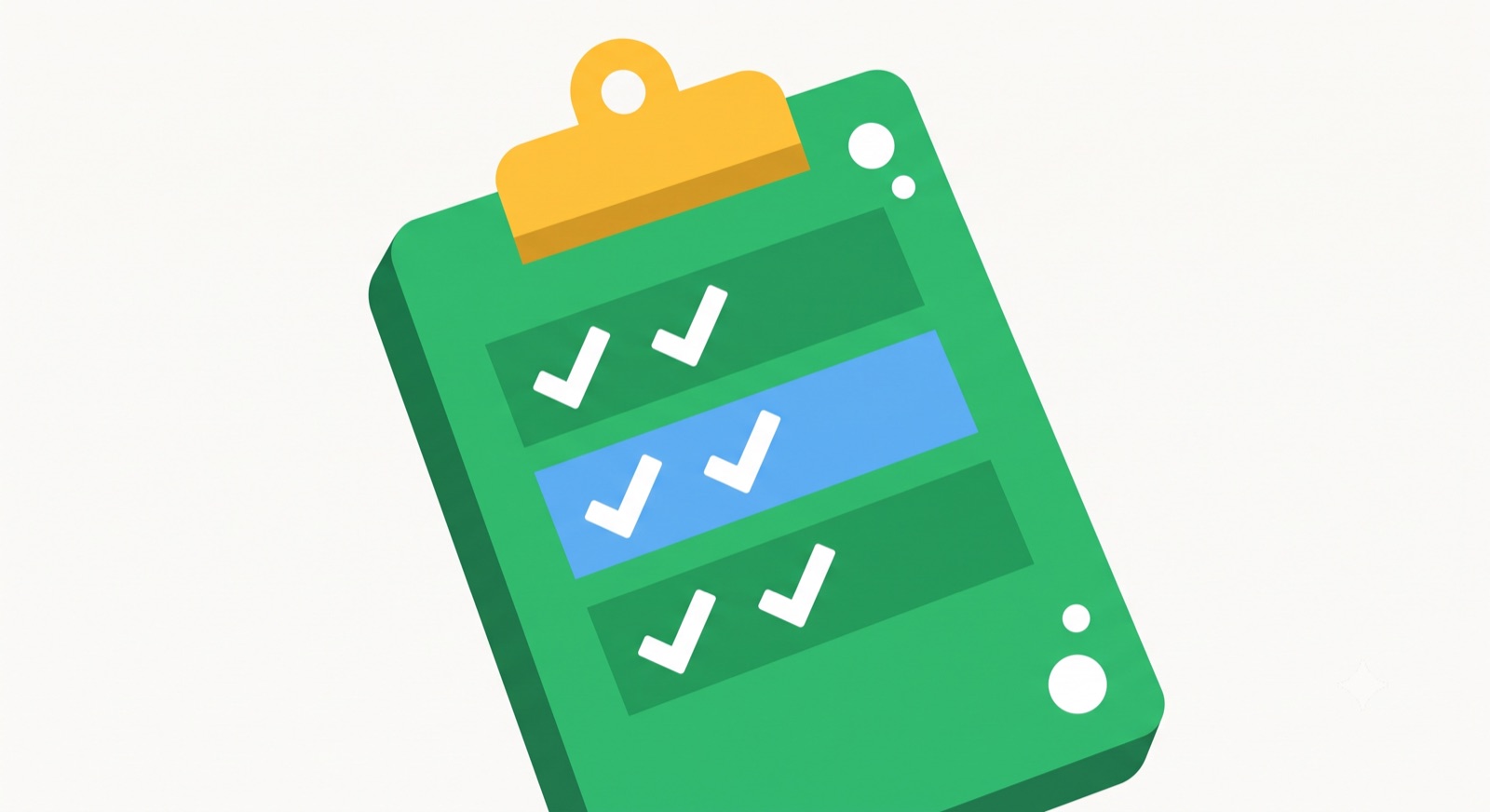 Flat illustration of a clipboard checklist on a cream background