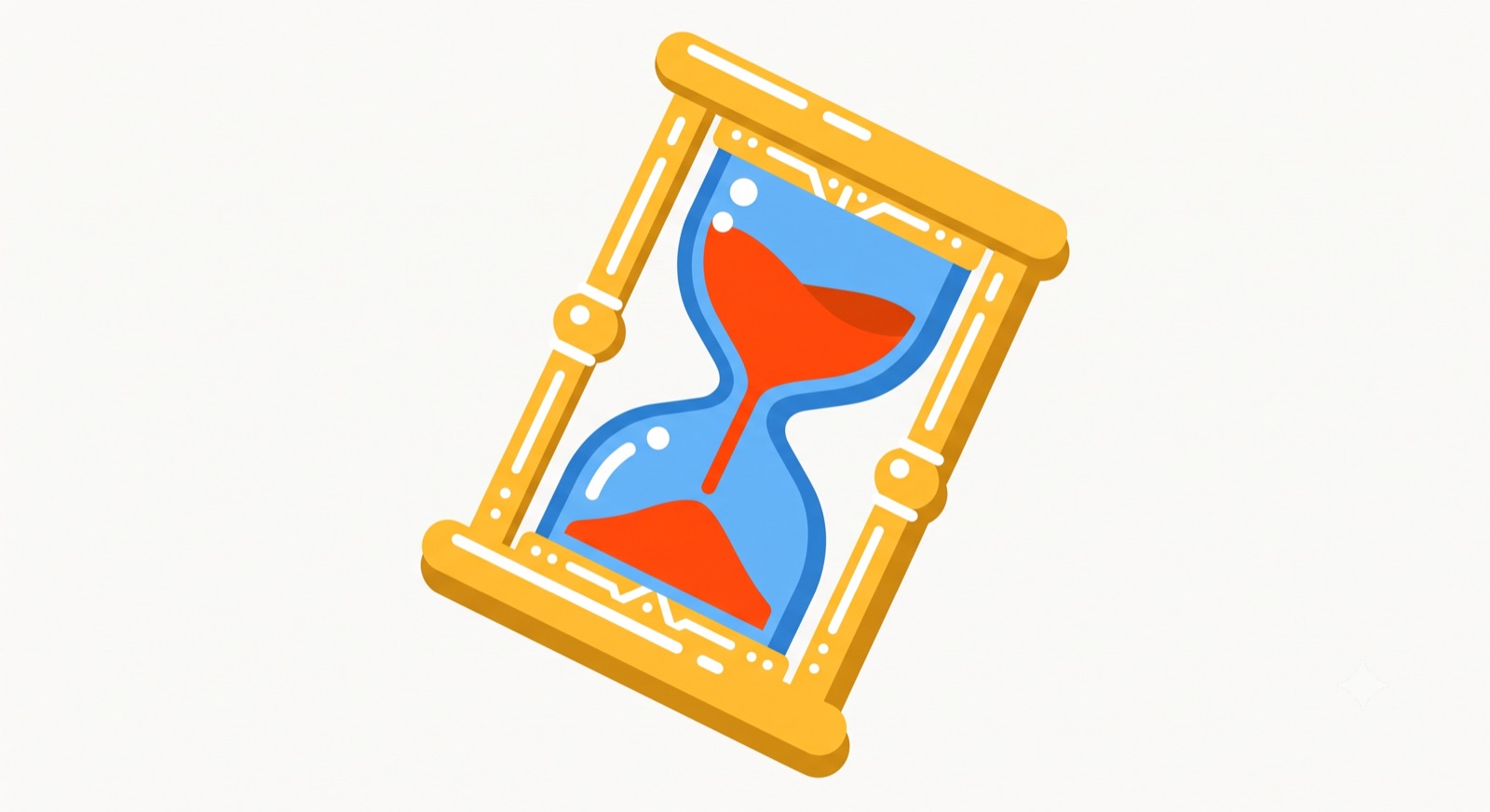 Flat illustration of an hourglass on a cream background
