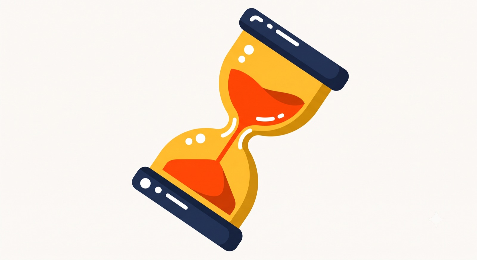 Flat illustration of a stopwatch on a cream background