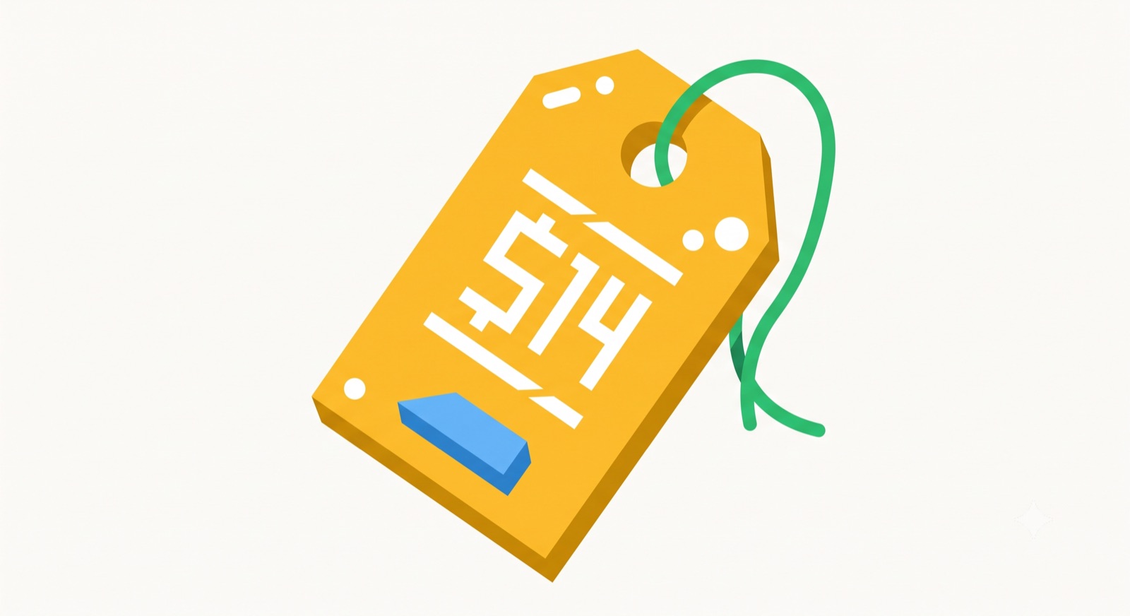 Flat illustration of a price tag on a cream background