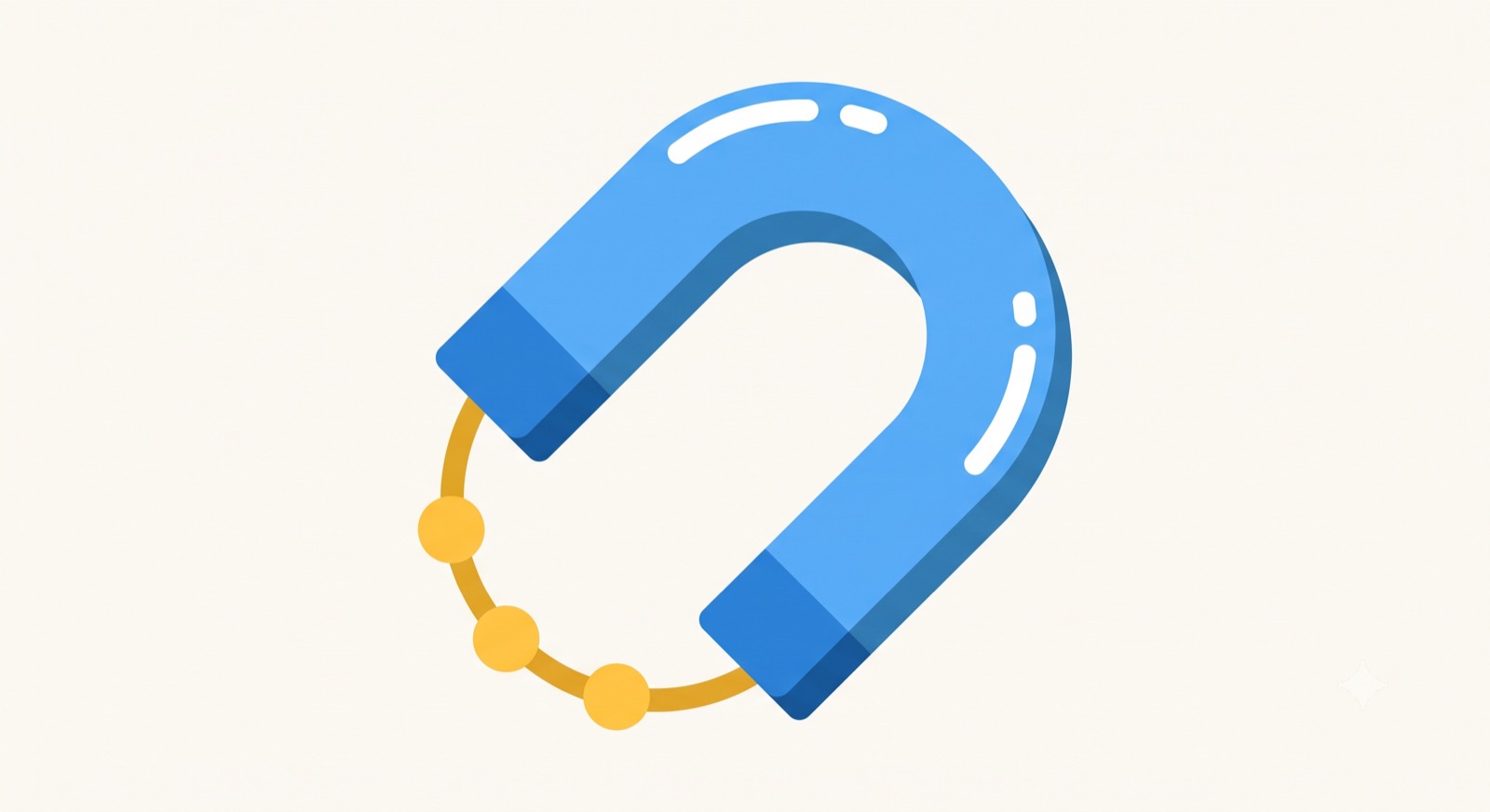 Flat illustration of a magnet attracting leads