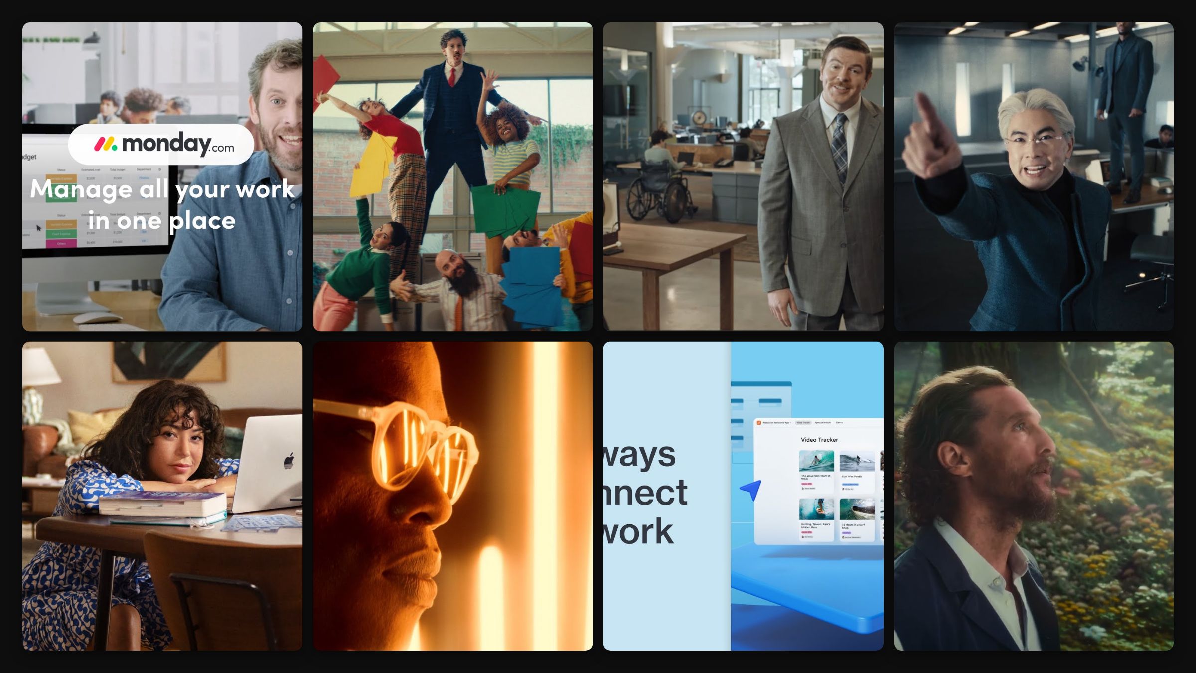 Grid of B2B LinkedIn video ad stills