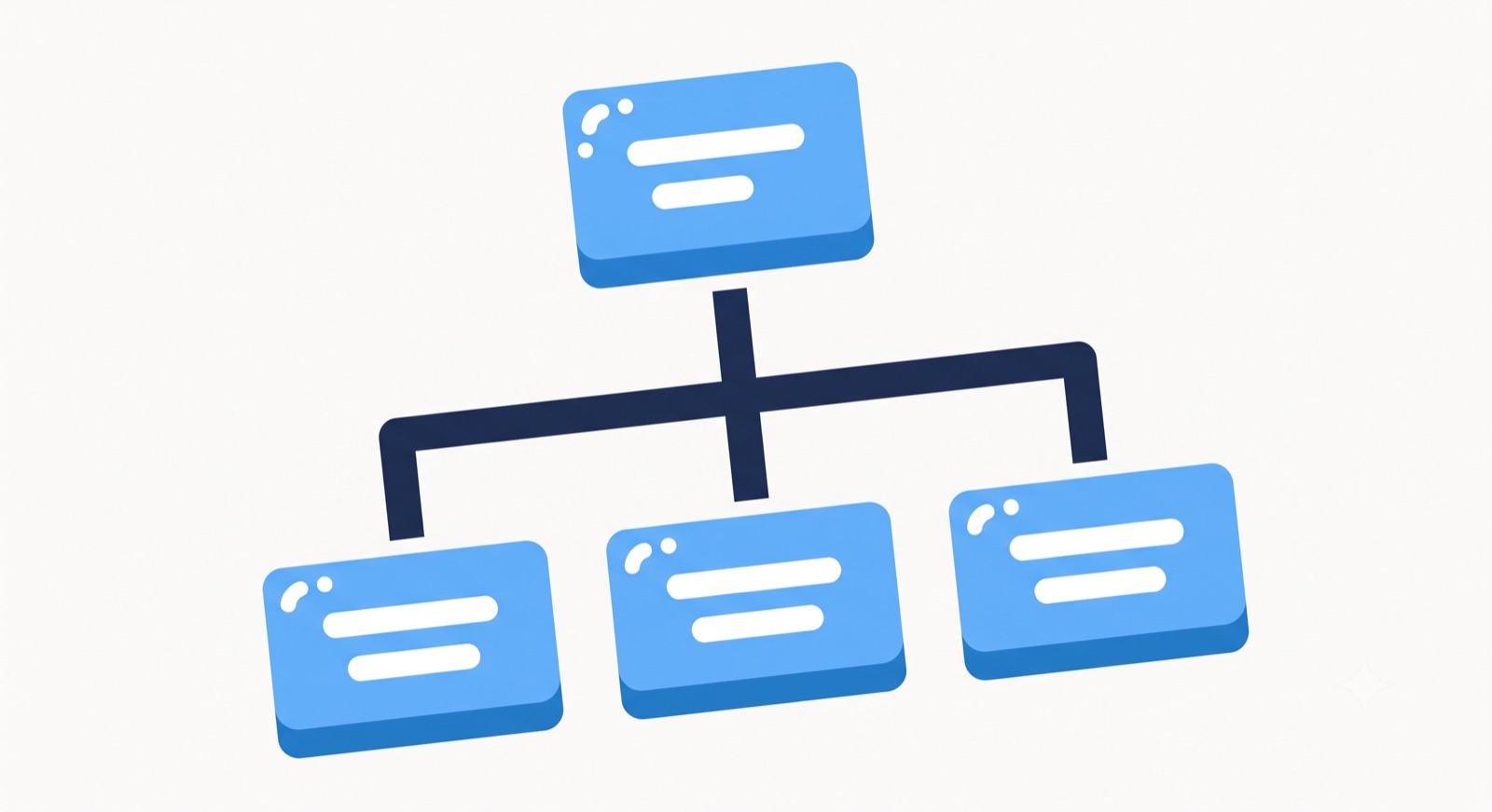 Flat illustration of a marketing org chart tree on a cream background