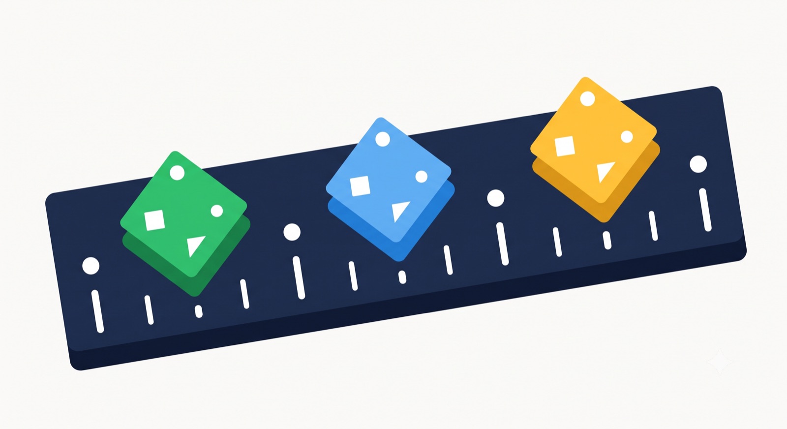 Flat illustration of an animation timeline with keyframes on a cream background