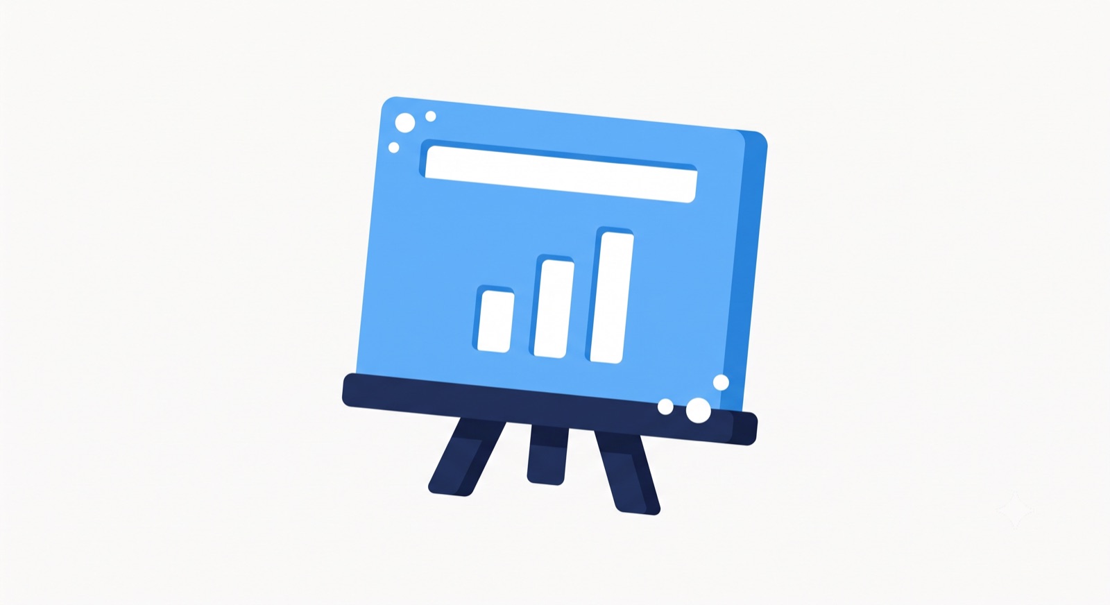 Flat illustration of a presentation slide with a title bar and a bar chart on a cream background