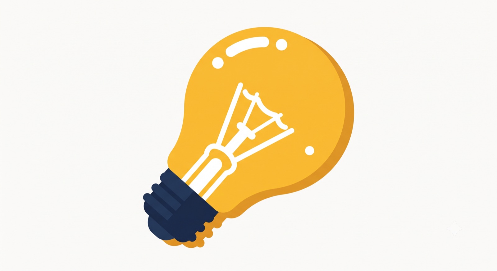 Flat illustration of a single glowing light bulb on a cream background, representing one idea per slide