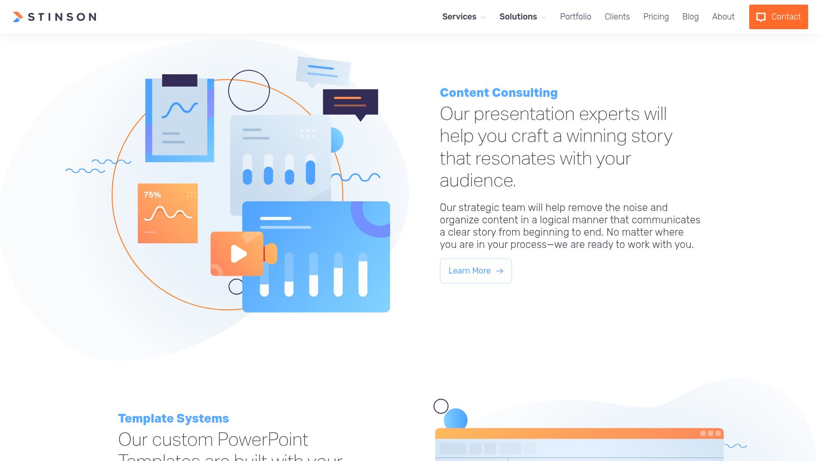 Stinson Design presentation services page