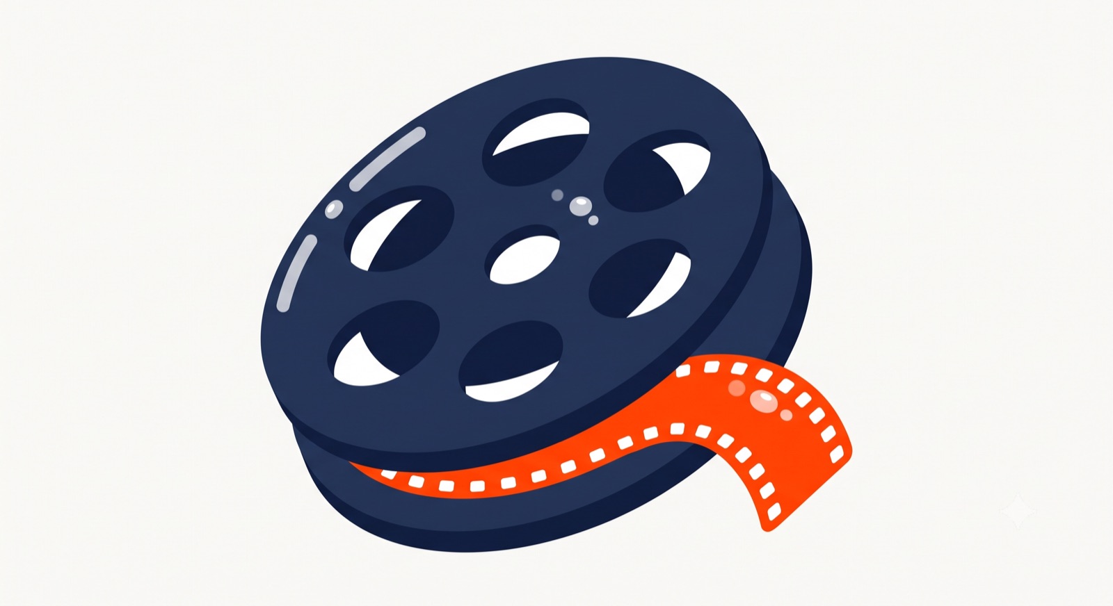 Flat illustration of a film reel on a cream background