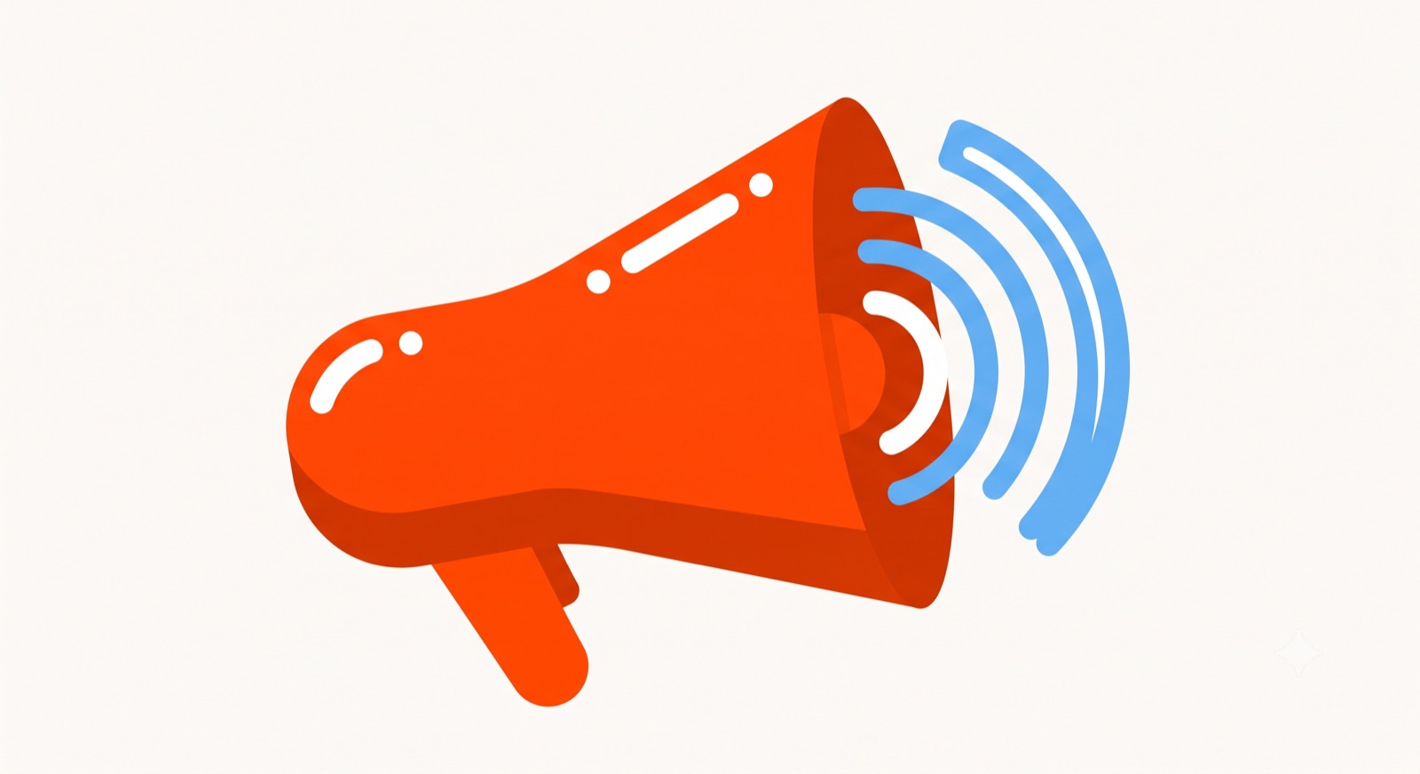 Flat illustration of a megaphone with sound ripples spreading outward