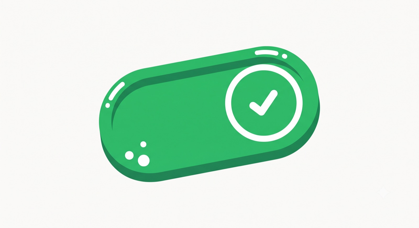 Flat illustration of a toggle switch turned on on a cream background
