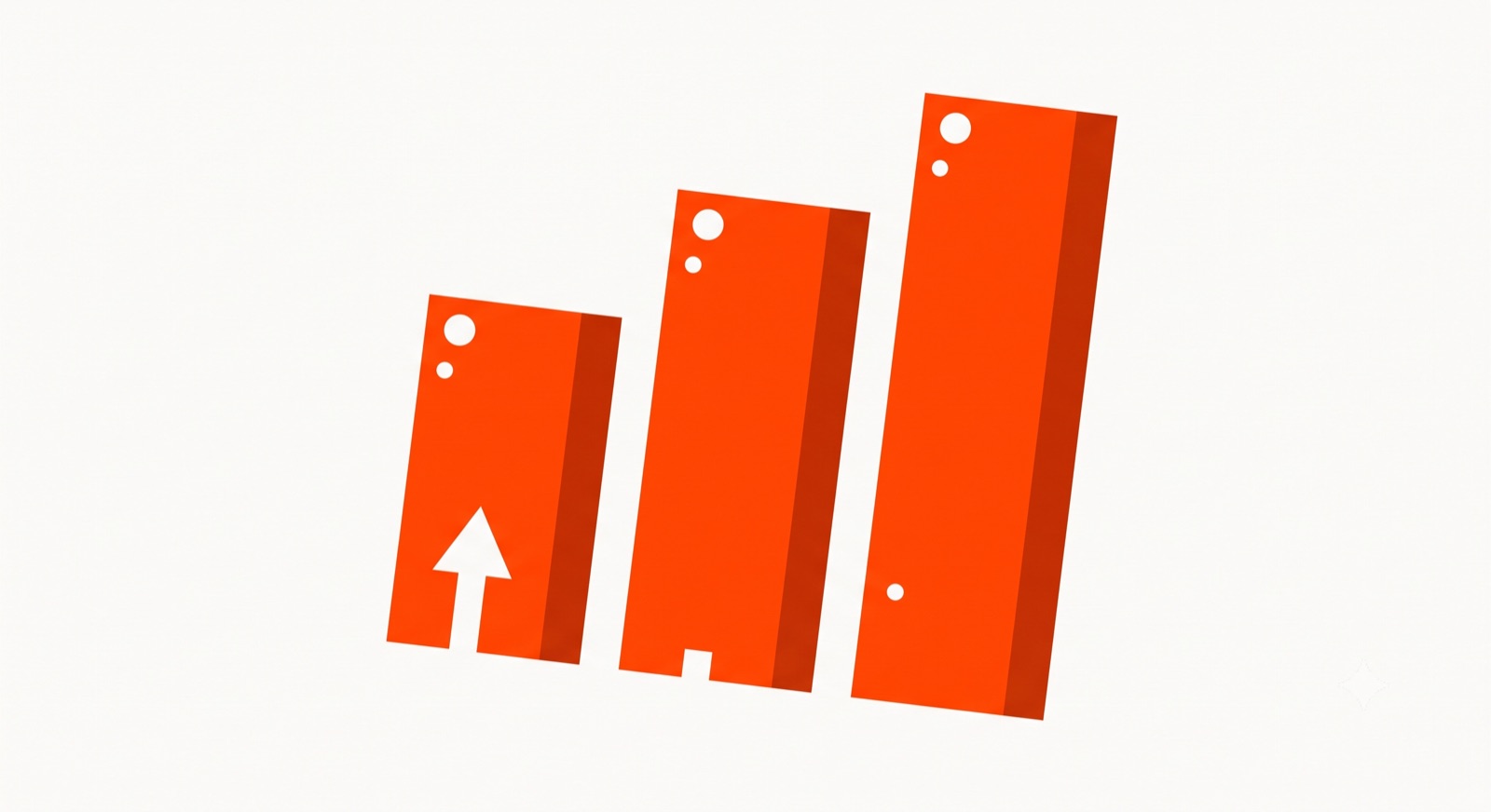 Flat illustration of three rising bars on a cream background
