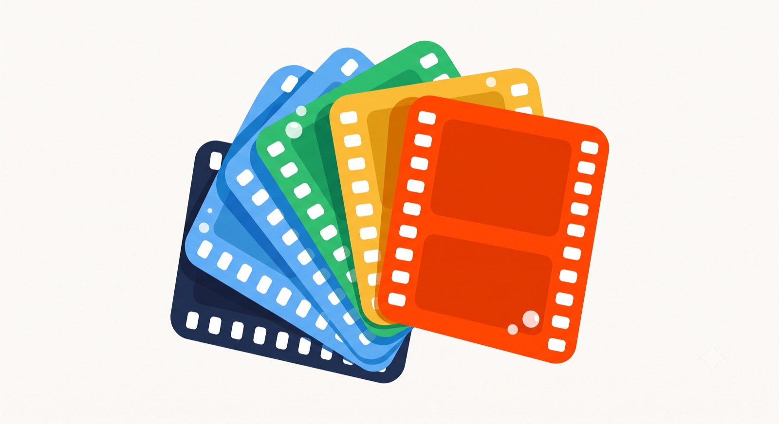 Flat illustration of a fanned stack of film frames