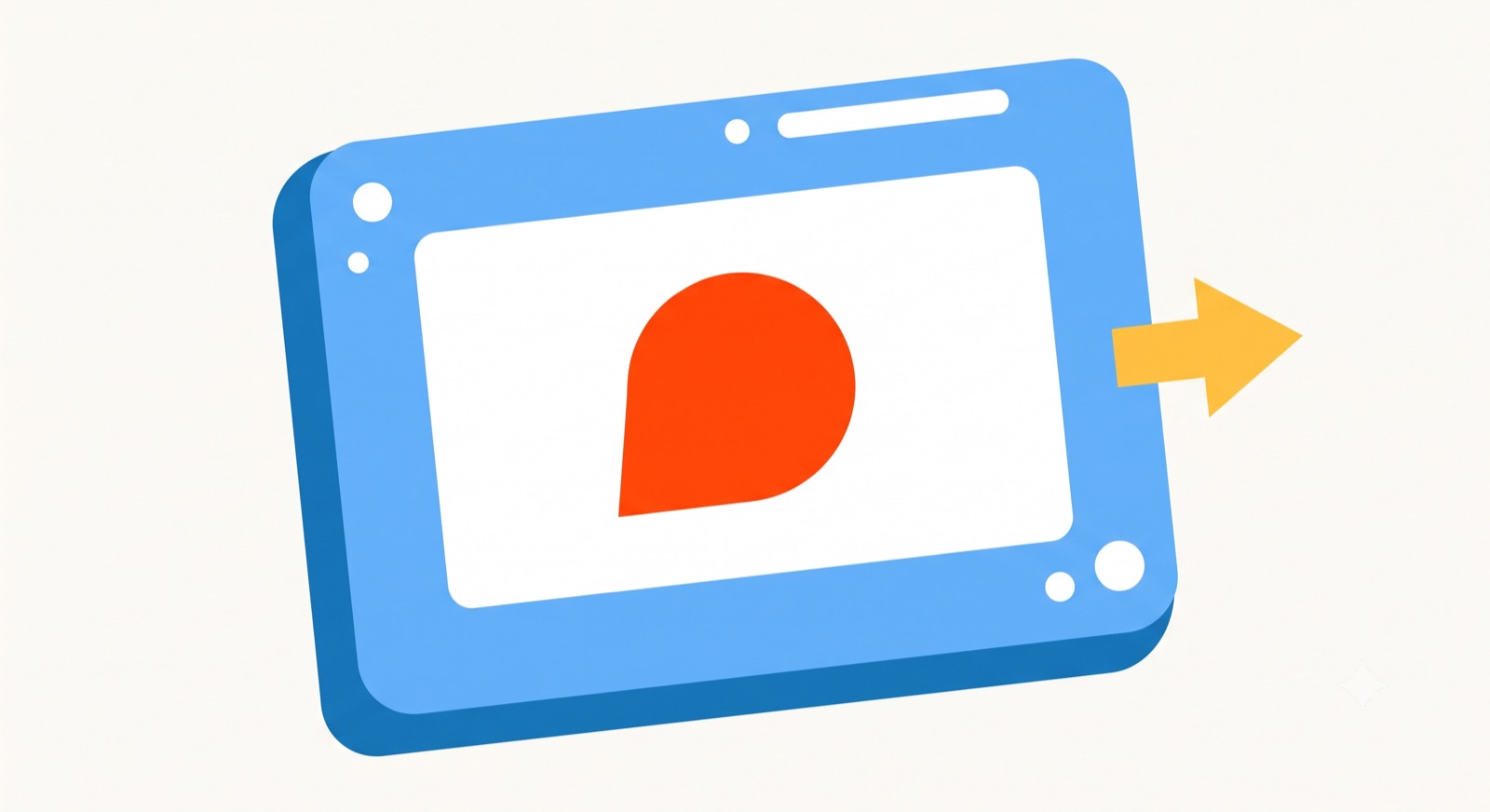 Flat illustration of a storyboard frame with a next arrow