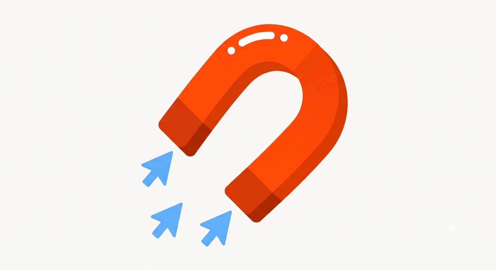 Flat illustration of a magnet pulling video engagement metrics toward it