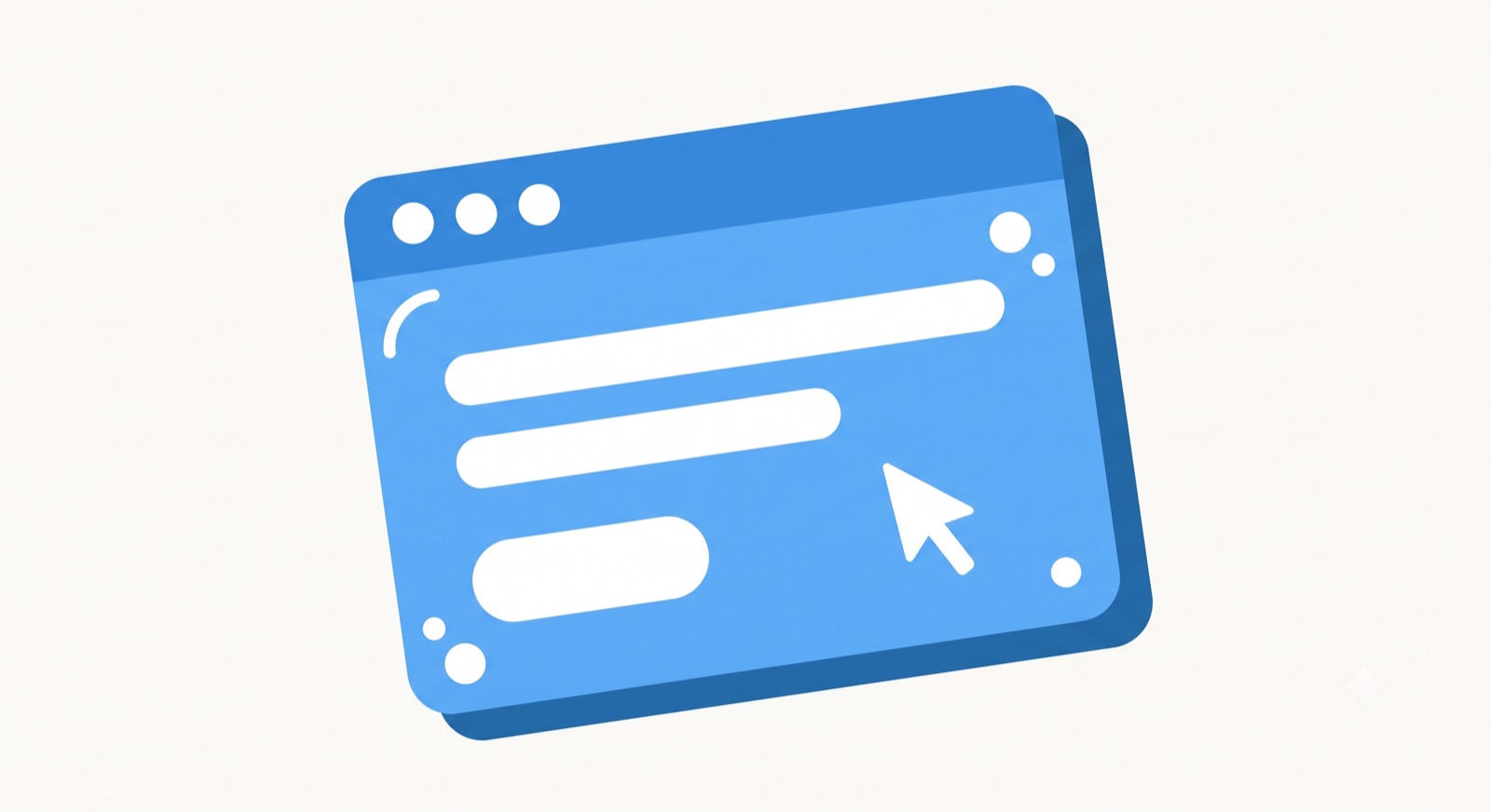 Flat illustration of an application window card on a cream background